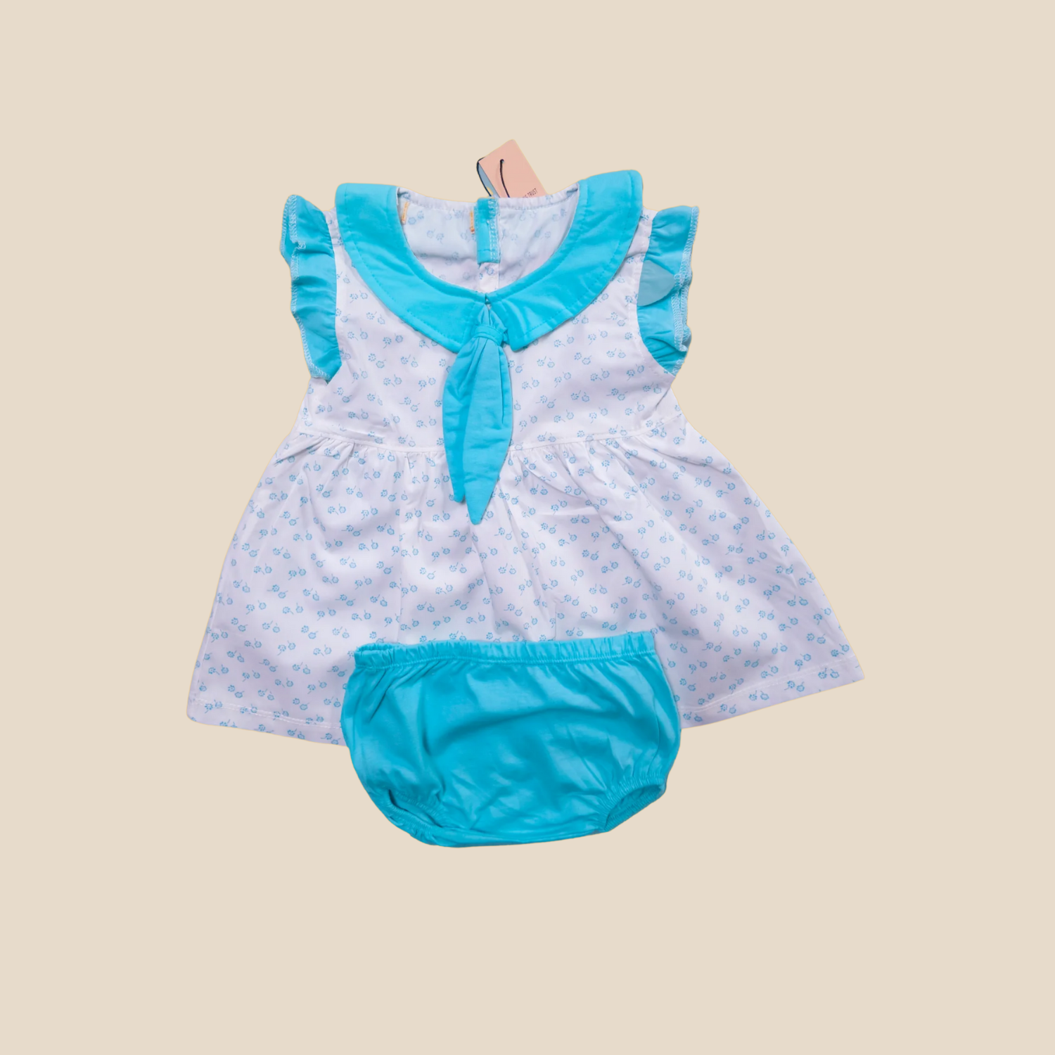 Blue Bow Collar - Baby Dress Set
